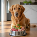 hund vor napf mit barf